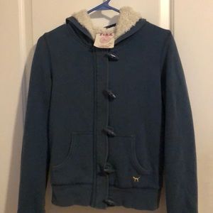 Blue PINK fleece hooded sweatshirt